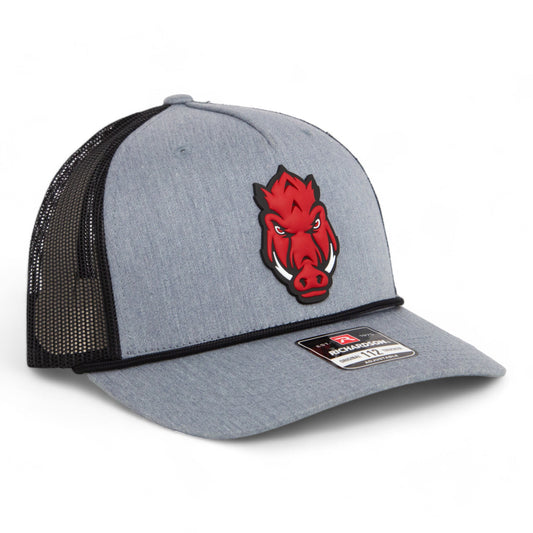 Arkansas Razorbacks Forward Facing Hog 3D Snapback Trucker Rope Hat- Heather Grey/ Black