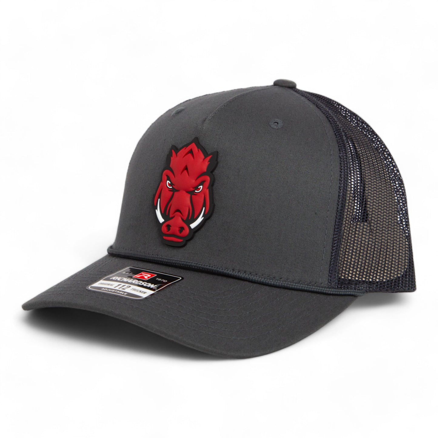 Arkansas Razorbacks Forward Facing Hog 3D Snapback Trucker Rope Hat- Charcoal