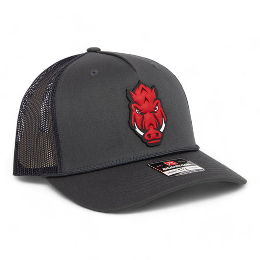 Arkansas Razorbacks Forward Facing Hog 3D Snapback Trucker Rope Hat- Charcoal