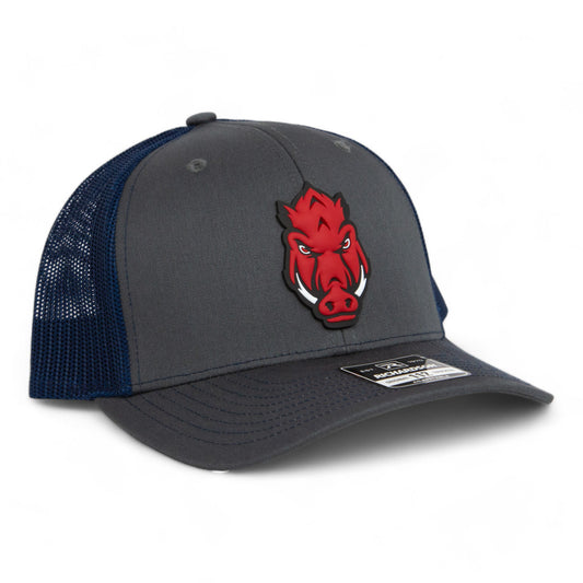 Arkansas Razorbacks Forward Facing Hog 3D Snapback Trucker Hat- Charcoal/ Navy