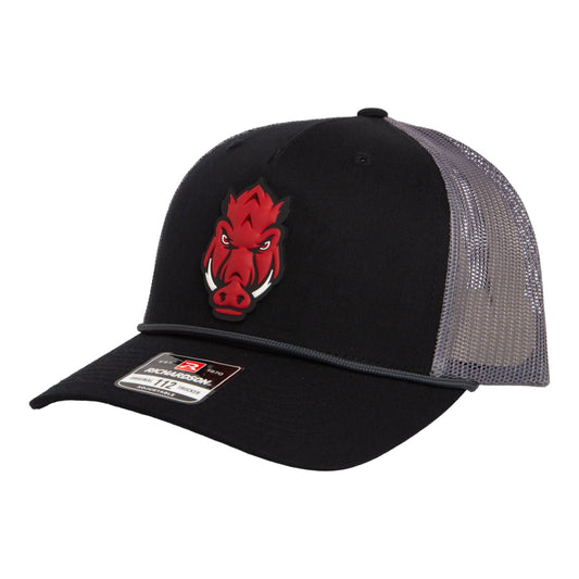 Arkansas Razorbacks Forward Facing Hog 3D Snapback Trucker Rope Hat- Black/ Charcoal