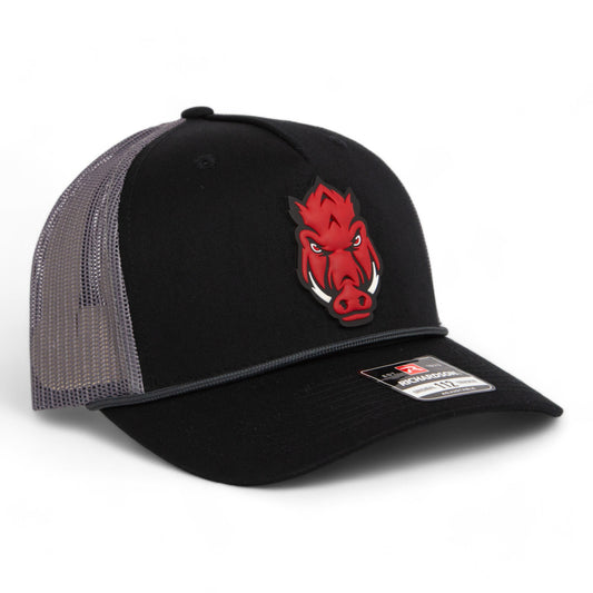 Arkansas Razorbacks Forward Facing Hog 3D Snapback Trucker Rope Hat- Black/ Charcoal