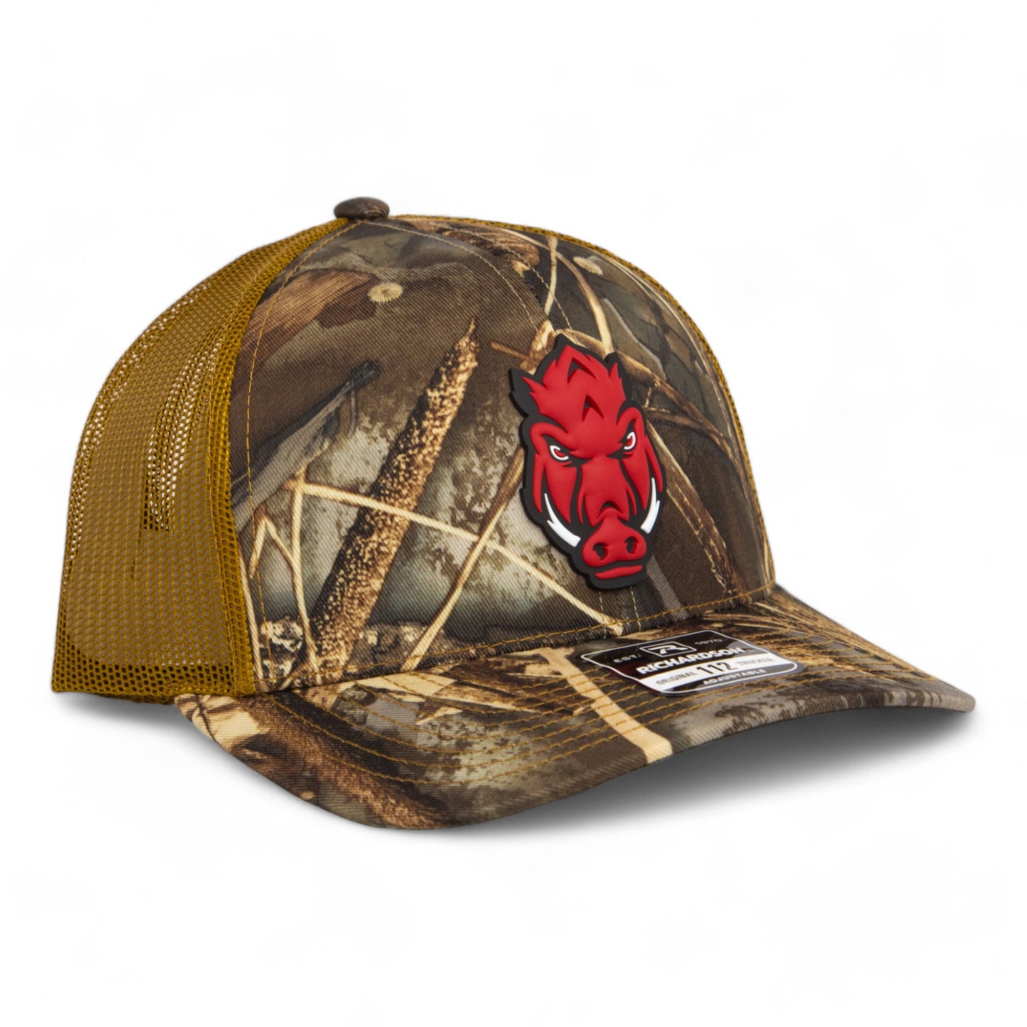 Arkansas Razorbacks Forward Facing Hog 3D Snapback Trucker Hat- Realtree Max 7/ Buck