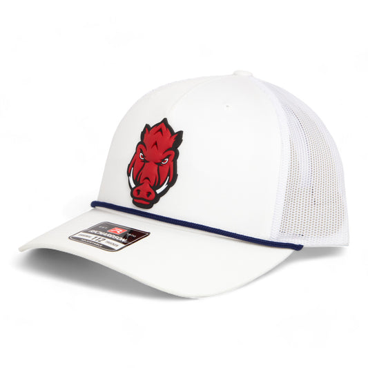 Arkansas Razorbacks Forward Facing Hog 3D Snapback Trucker Rope Hat- Navy/ White