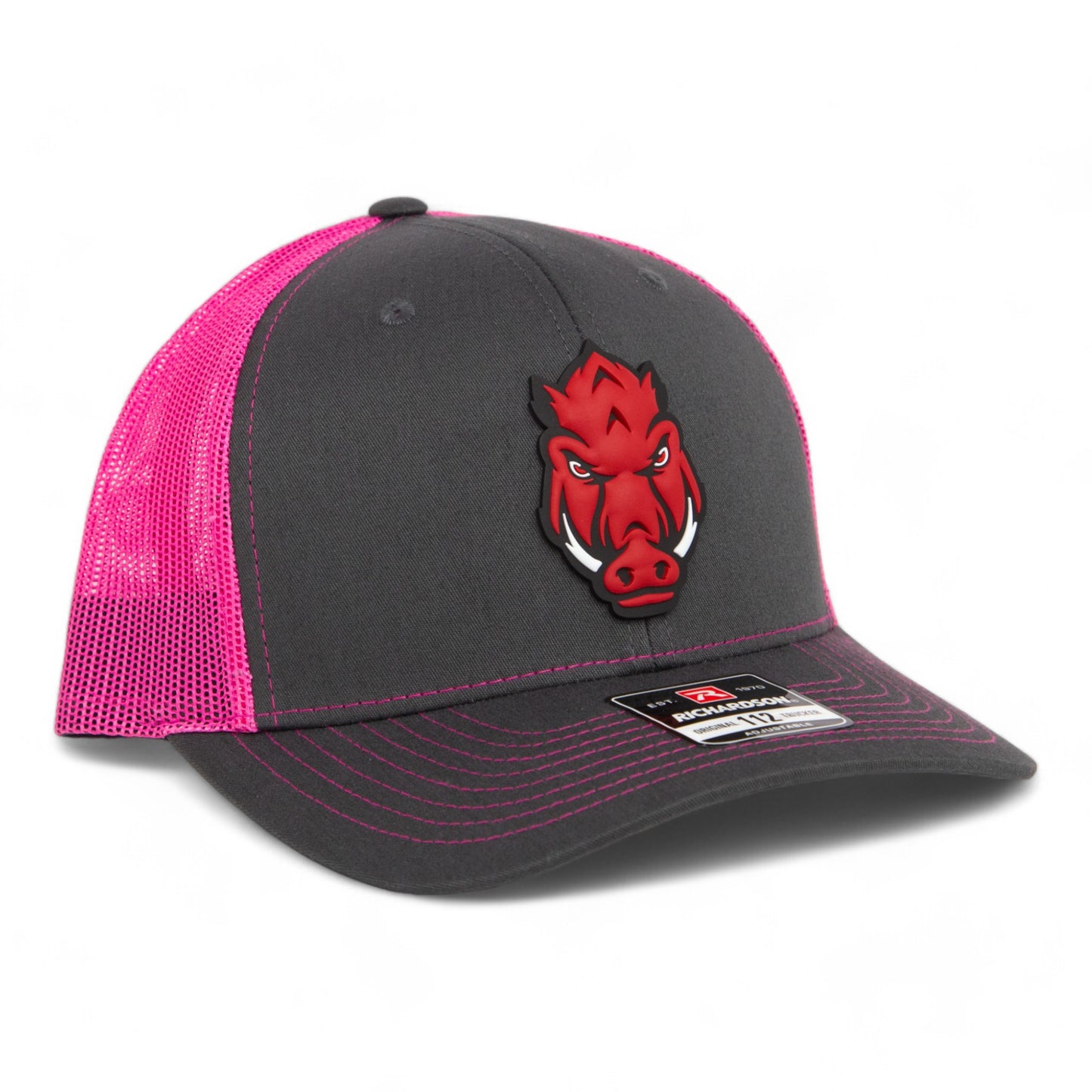 Arkansas Razorbacks Forward Facing Hog 3D Snapback Trucker Hat- Charcoal/ Hot Pink