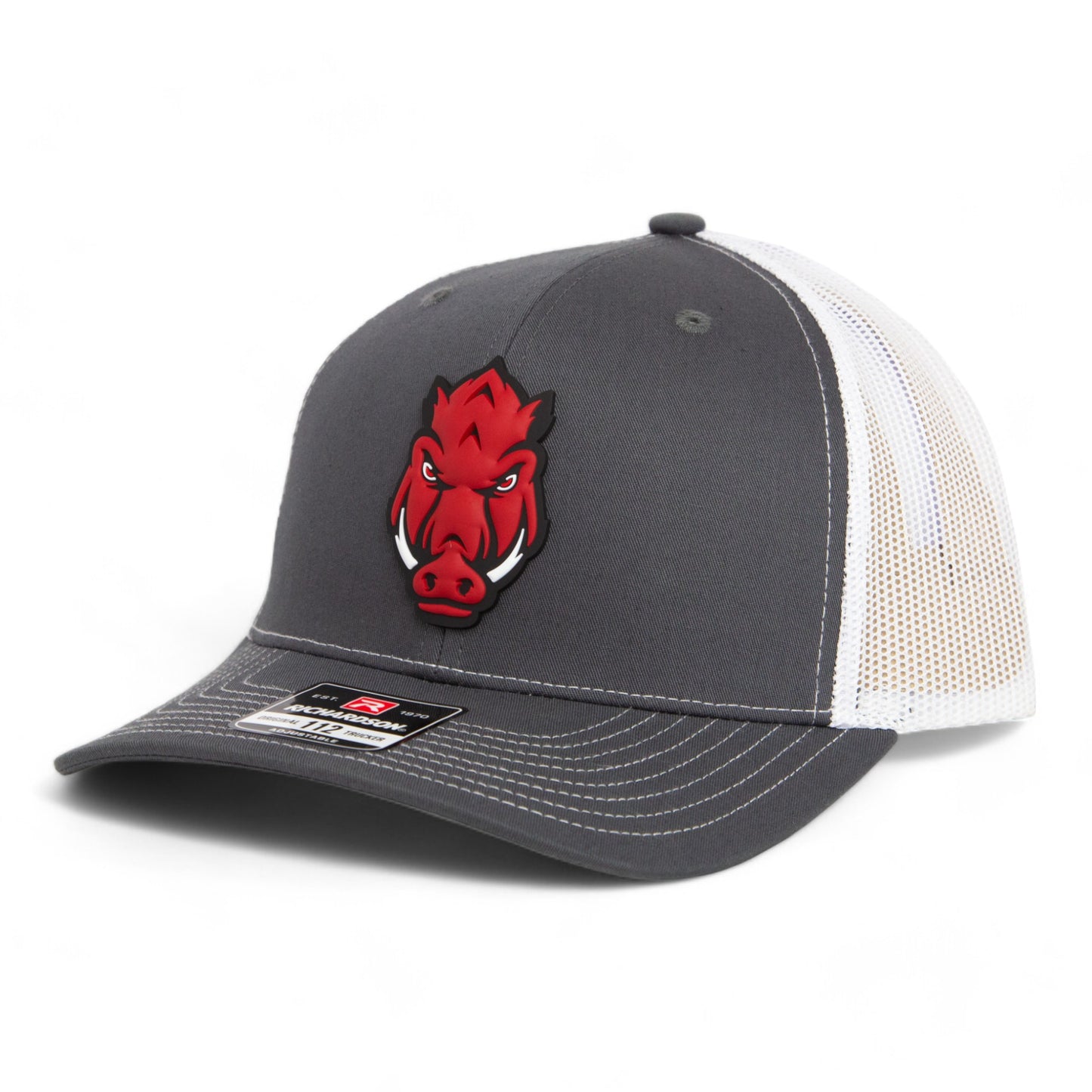 Arkansas Razorbacks Forward Facing Hog 3D Snapback Trucker Hat- Charcoal/ White