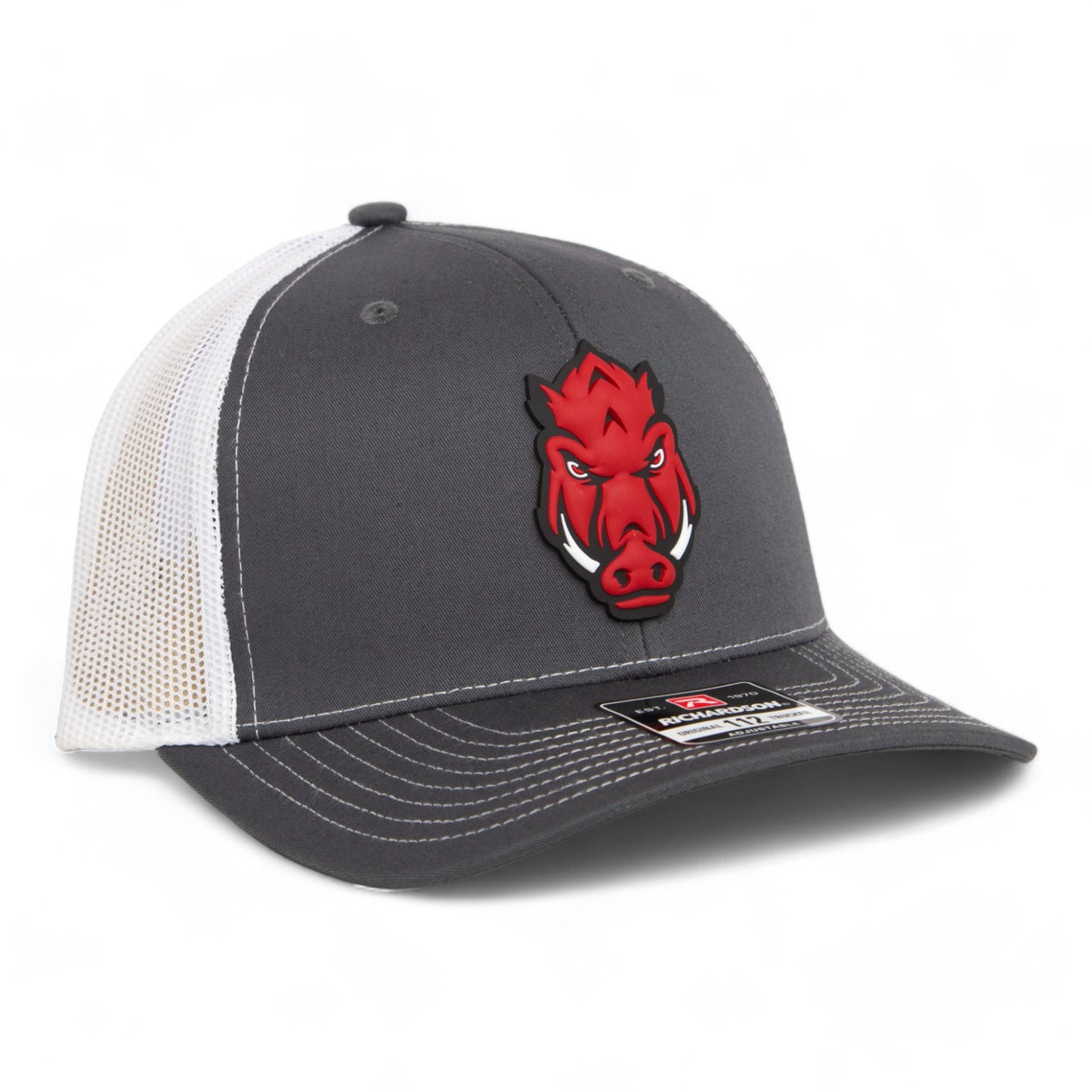 Arkansas Razorbacks Forward Facing Hog 3D Snapback Trucker Hat- Charcoal/ White