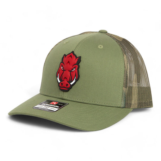 Arkansas Razorbacks Forward Facing Hog 3D Snapback Trucker Hat- Loden/ Green Camo