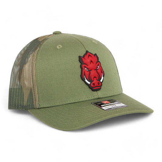 Arkansas Razorbacks Forward Facing Hog 3D Snapback Trucker Hat- Loden/ Green Camo