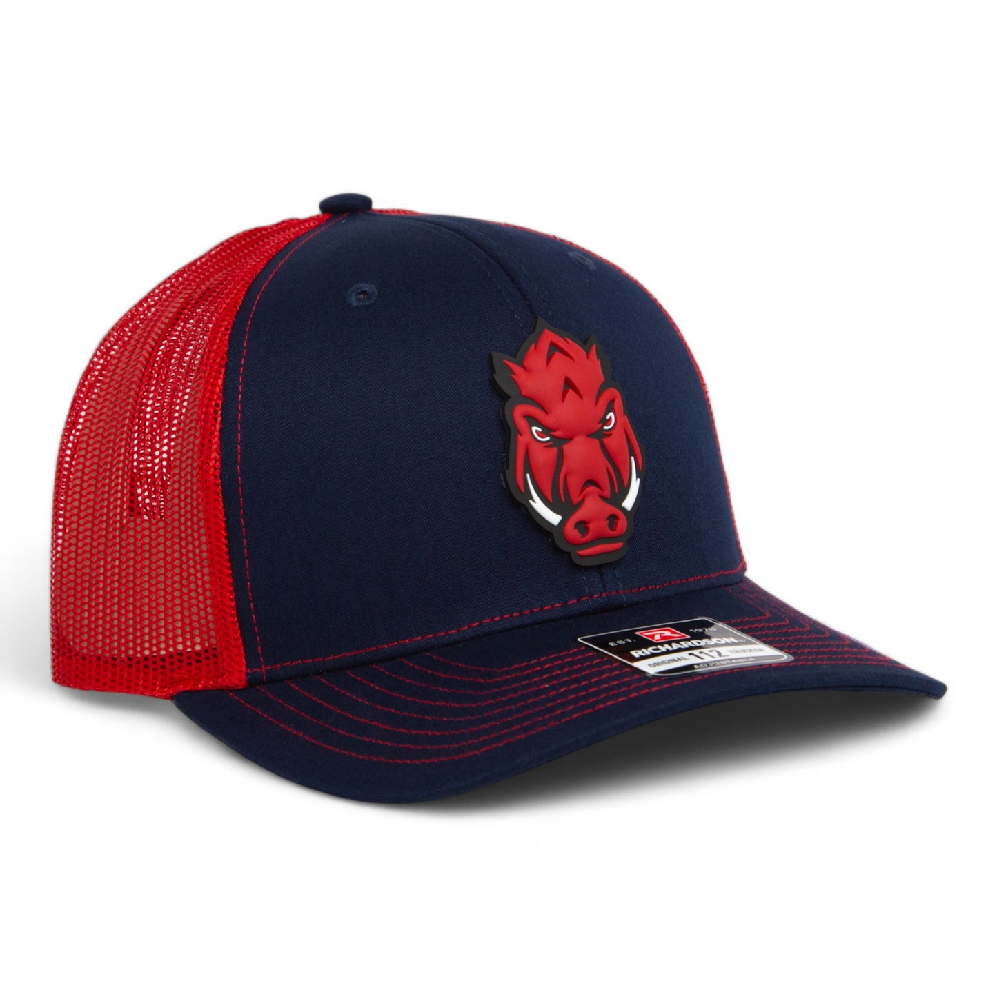 Arkansas Razorbacks Forward Facing Hog 3D Snapback Trucker Hat- Navy/ Red