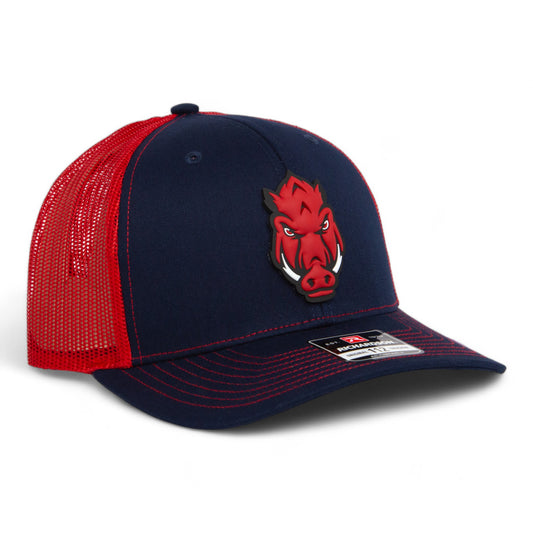 Arkansas Razorbacks Forward Facing Hog 3D Snapback Trucker Hat- Navy/ Red