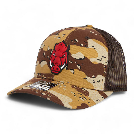 Arkansas Razorbacks Forward Facing Hog 3D Snapback Trucker Hat- Desert Camo/ Brown