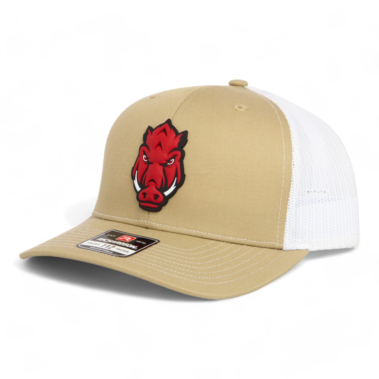 Arkansas Razorbacks Forward Facing Hog 3D Snapback Trucker Hat- Tan/ White