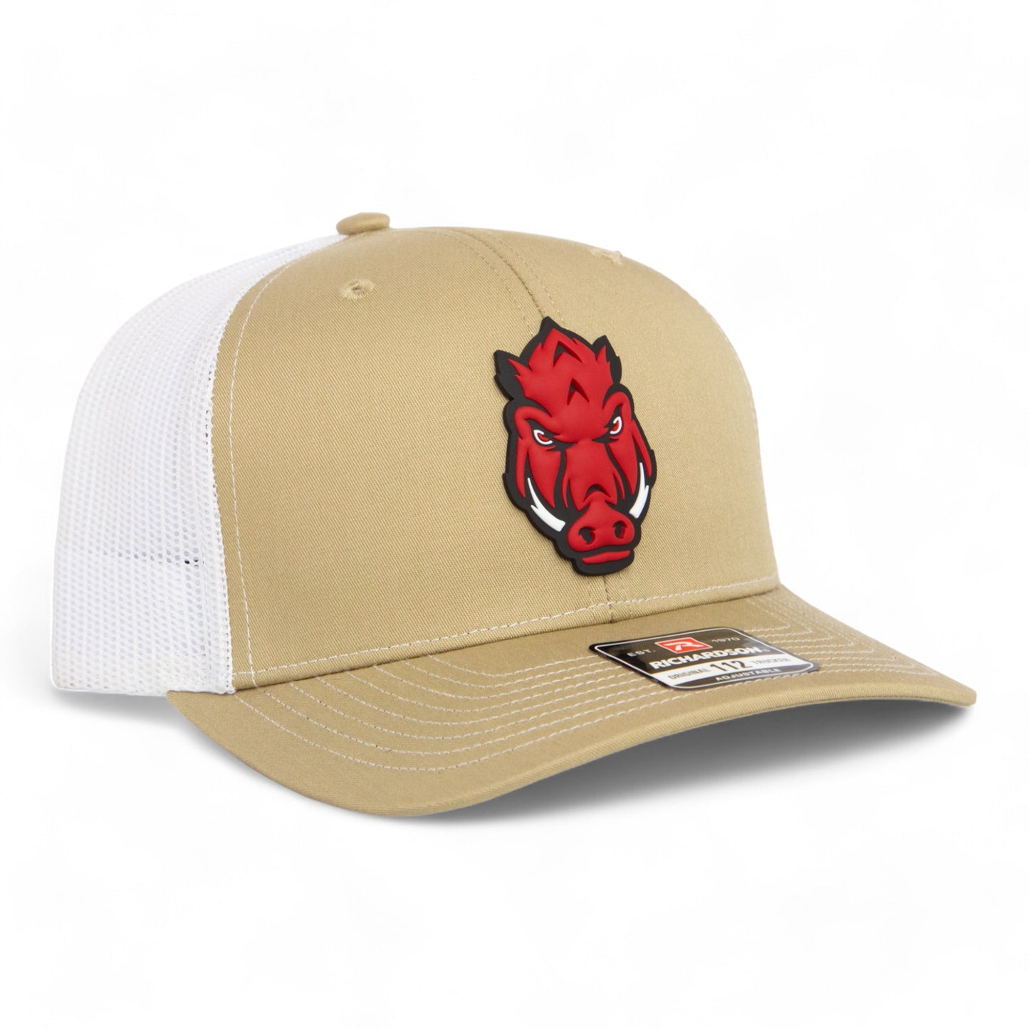 Arkansas Razorbacks Forward Facing Hog 3D Snapback Trucker Hat- Tan/ White