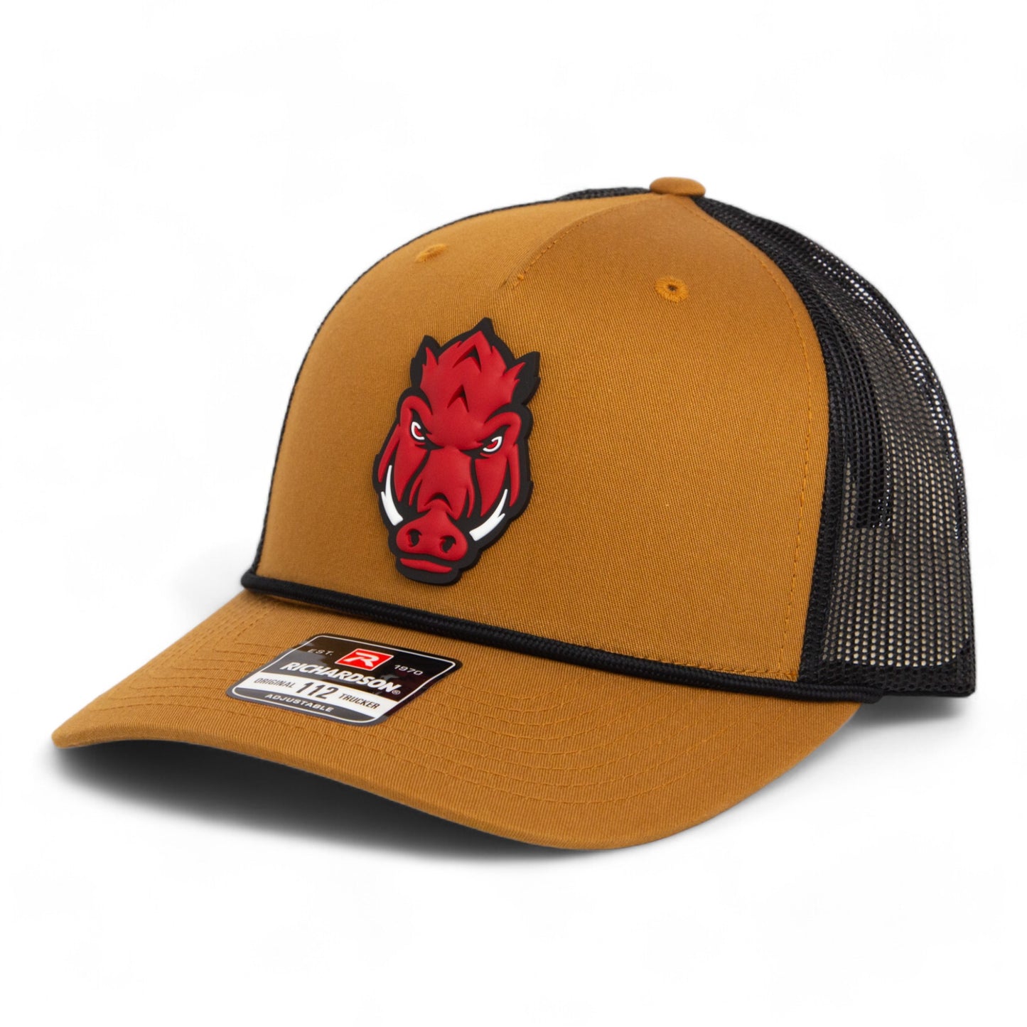 Arkansas Razorbacks Forward Facing Hog 3D Snapback Trucker Rope Hat- Caramel/ Black