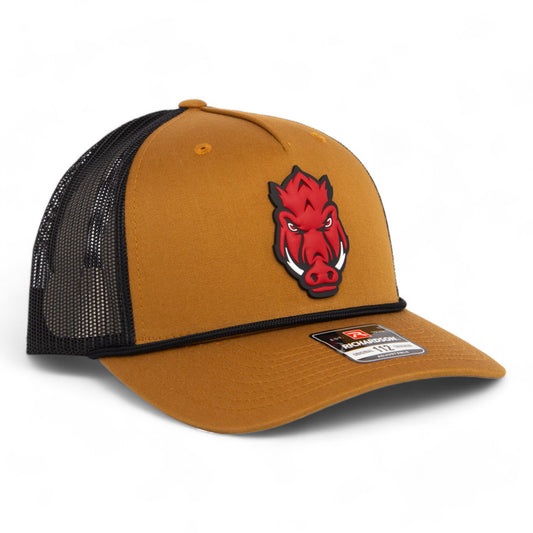 Arkansas Razorbacks Forward Facing Hog 3D Snapback Trucker Rope Hat- Caramel/ Black