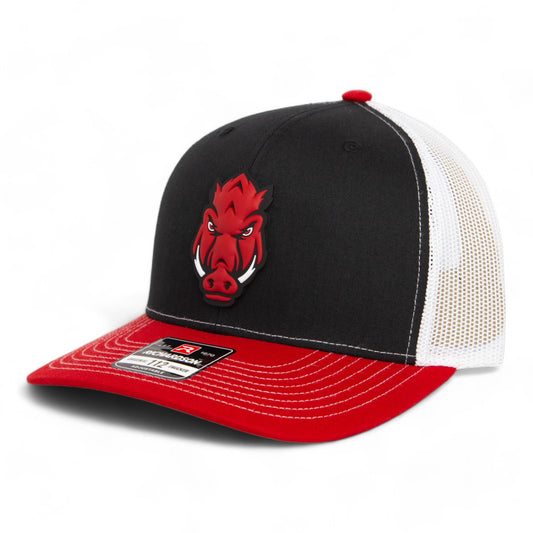 Arkansas Razorbacks Forward Facing Hog 3D Snapback Trucker Hat- Black/ White/ Red