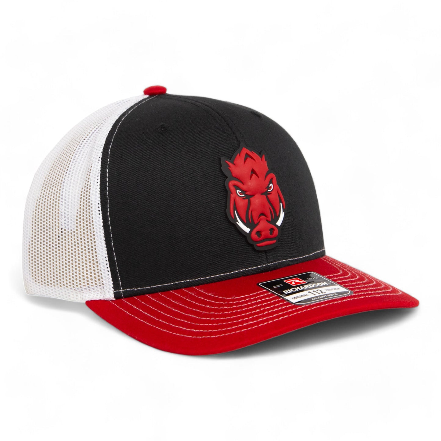 Arkansas Razorbacks Forward Facing Hog 3D Snapback Trucker Hat- Black/ White/ Red