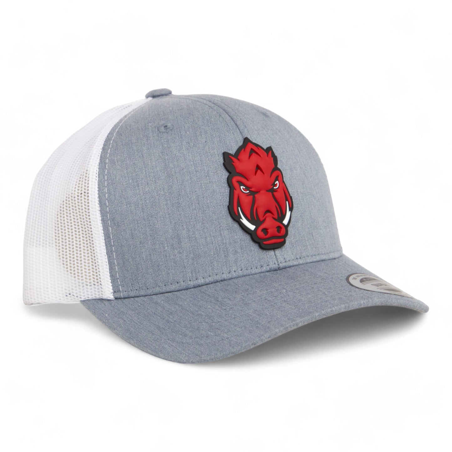 Arkansas Razorbacks Forward Facing Hog 3D YP Snapback Trucker Hat- Heather Grey/ White