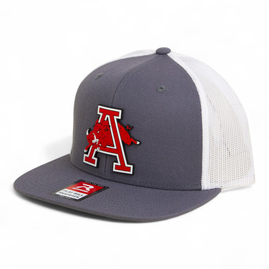 Arkansas Razorbacks Jumping Hog 3D Wool Blend Flat Bill Hat- Charcoal/ White