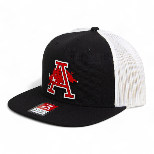 Arkansas Razorbacks Jumping Hog 3D Wool Blend Flat Bill Hat- Black/ White