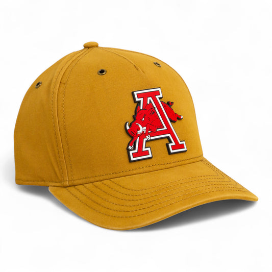 Arkansas Razorbacks Jumping Hog 3D Snapback Canvas Hat- Wheat