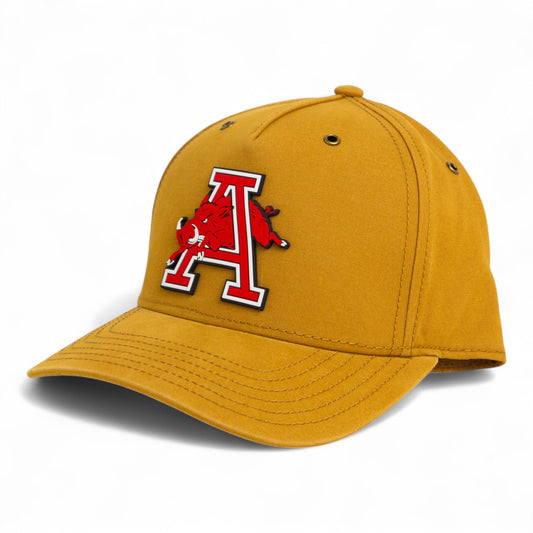 Arkansas Razorbacks Jumping Hog 3D Snapback Canvas Hat- Wheat