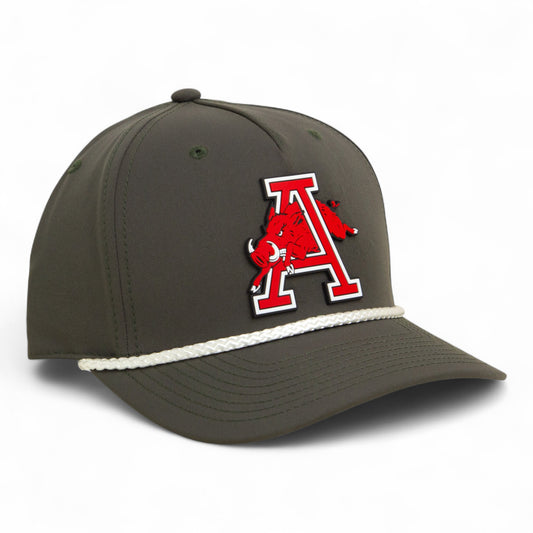 Arkansas Razorbacks Jumping Hog 3D Five Panel Classic Rope Hat- Olive/ White
