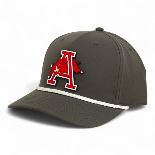 Arkansas Razorbacks Jumping Hog 3D Five Panel Classic Rope Hat- Olive/ White