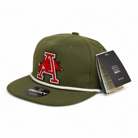 Arkansas Razorbacks Jumping Hog 3D Classic Rope Hat- Olive/ White