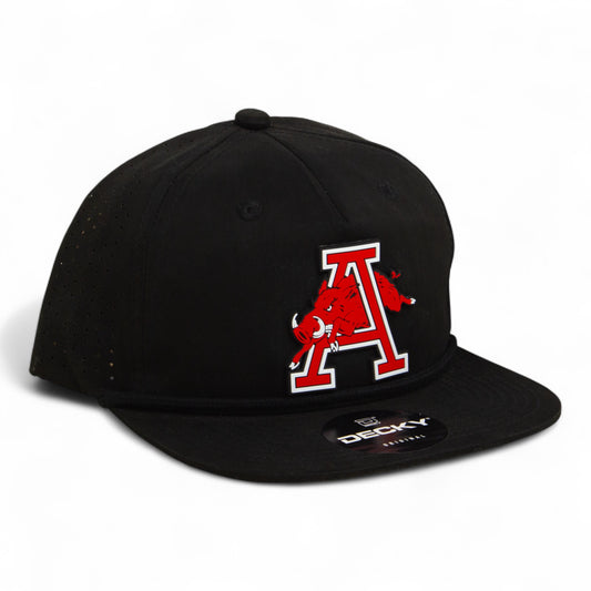 Arkansas Razorbacks Jumping Hog 3D Perforated Rope Hat- Black