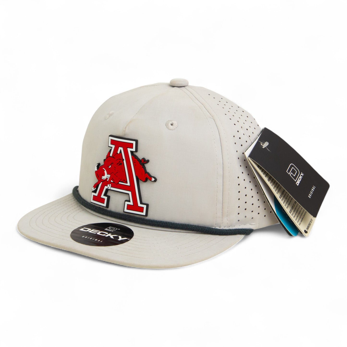 Arkansas Razorbacks Jumping Hog 3D Perforated Rope Hat- Grey/ Charcoal