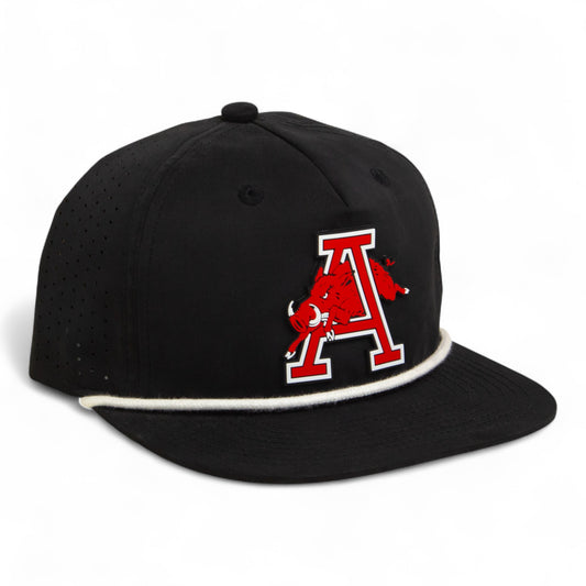 Arkansas Razorbacks Jumping Hog 3D Perforated Rope Hat- Black/ White