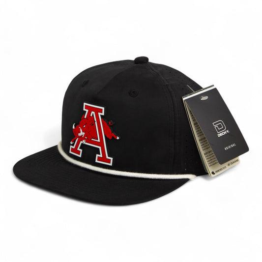 Arkansas Razorbacks Jumping Hog 3D Perforated Rope Hat- Black/ White
