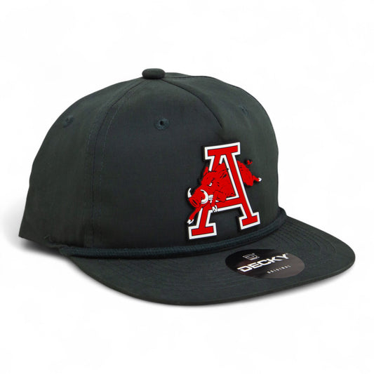 Arkansas Razorbacks Jumping Hog 3D Classic Rope Hat- Charcoal