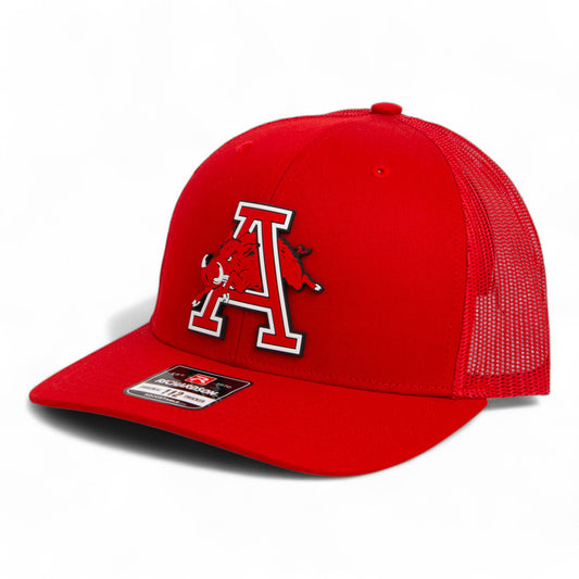 Arkansas Razorbacks Jumping Hog 3D Snapback Trucker Hat- Red
