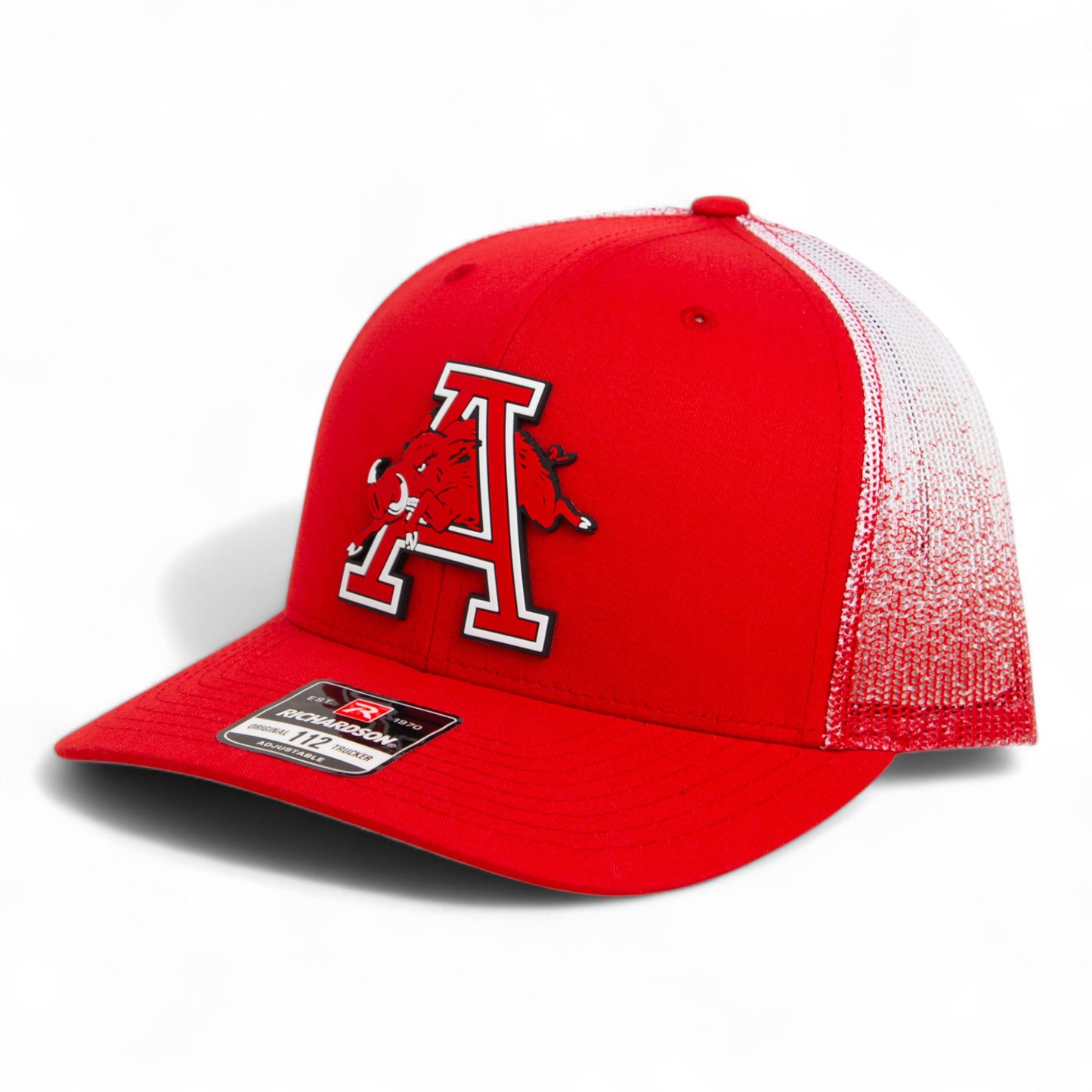 Arkansas Razorbacks Jumping Hog 3D Snapback Trucker Hat- Red Fade