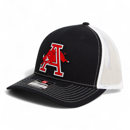 Arkansas Razorbacks Jumping Hog 3D Snapback Trucker Hat- Black/ White