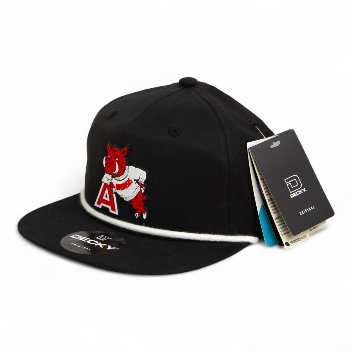 Plastic Razorback Hat Arkansas Razorbacks Leaning A 3D Classic Rope Hat- Black/ White