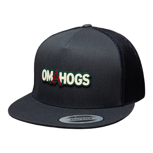 Arkansas Razorbacks OMAHOGS YP Snapback Flat Bill Trucker Hat- Charcoal/ Black