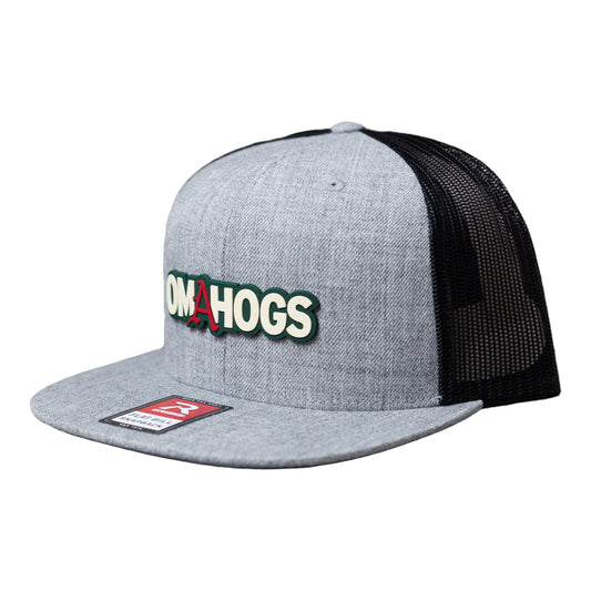Arkansas Razorbacks OMAHOGS 3D Wool Blend Flat Bill Hat- Heather Grey/ Black