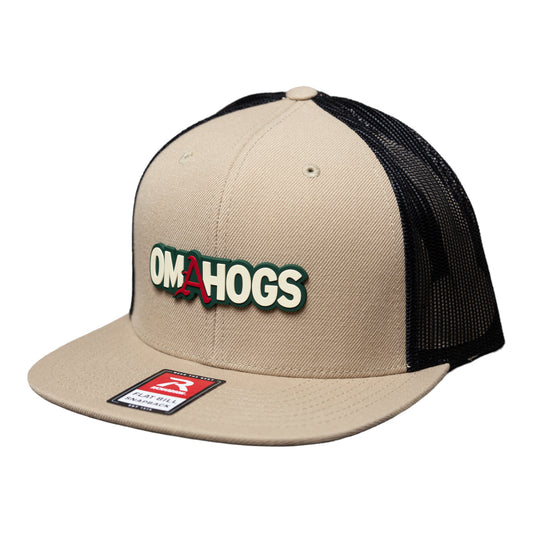 Arkansas Razorbacks OMAHOGS 3D Wool Blend Flat Bill Hat- Tan/ Black