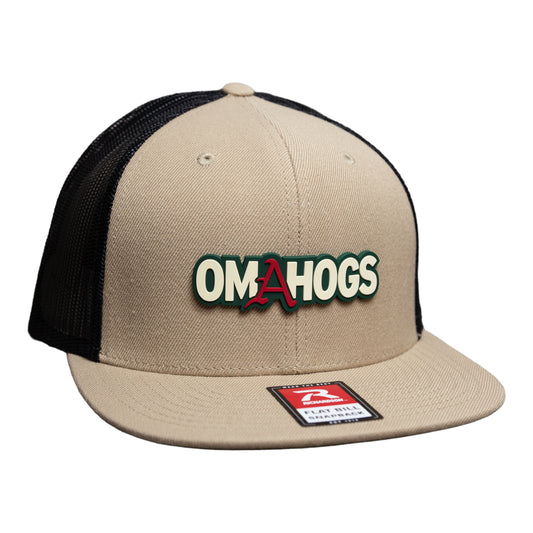 Arkansas Razorbacks OMAHOGS 3D Wool Blend Flat Bill Hat- Tan/ Black