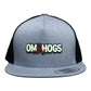 Arkansas Razorbacks OMAHOGS YP Snapback Flat Bill Trucker Hat- Heather Grey/ Black