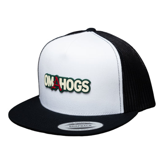 Arkansas Razorbacks OMAHOGS YP Snapback Flat Bill Trucker Hat- White/ Black