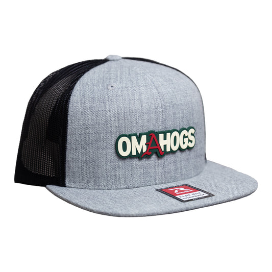 Arkansas Razorbacks OMAHOGS 3D Wool Blend Flat Bill Hat- Heather Grey/ Black