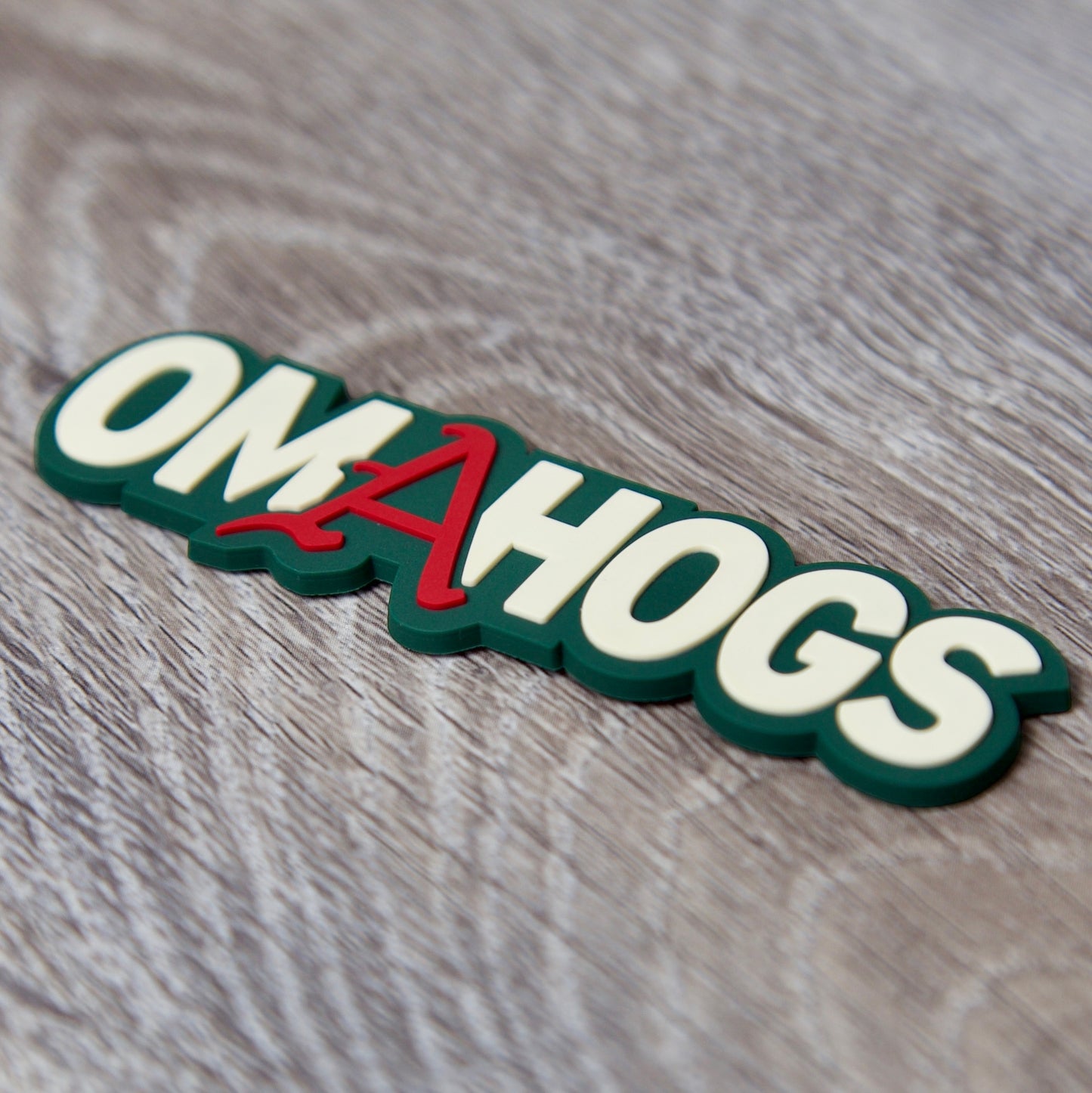 Arkansas Razorbacks OMAHOGS 3D Snapback Trucker Hat- Heather Grey/ Dark Green