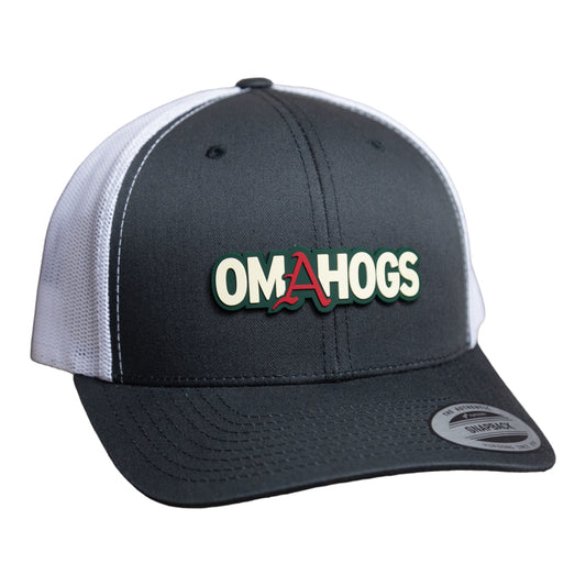Arkansas Razorbacks OMAHOGS 3D YP Snapback Trucker Hat- Charcoal/ White
