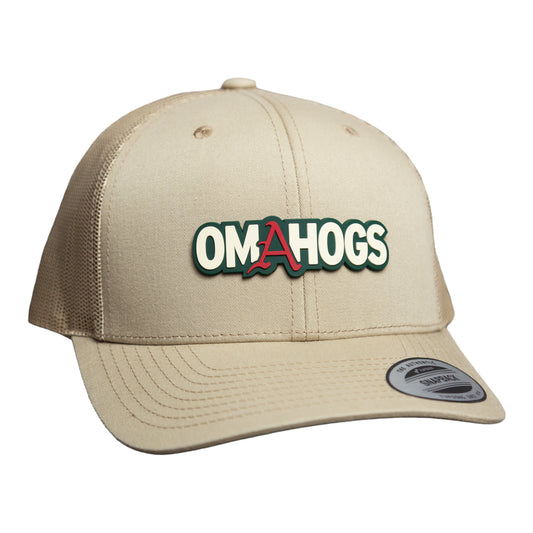 Arkansas Razorbacks OMAHOGS 3D YP Snapback Trucker Hat- Tan