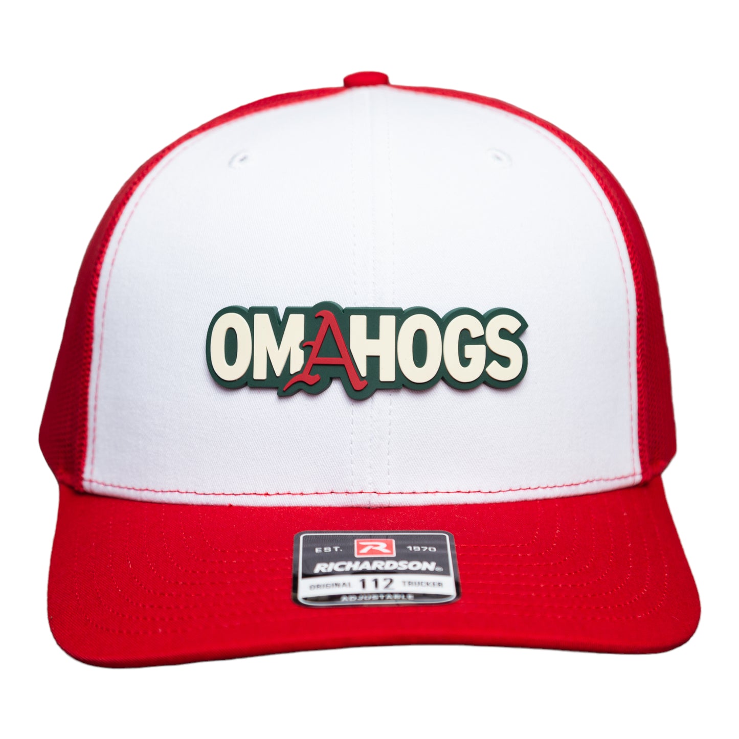 Arkansas Razorbacks OMAHOGS 3D Snapback Trucker Hat- White/ Red